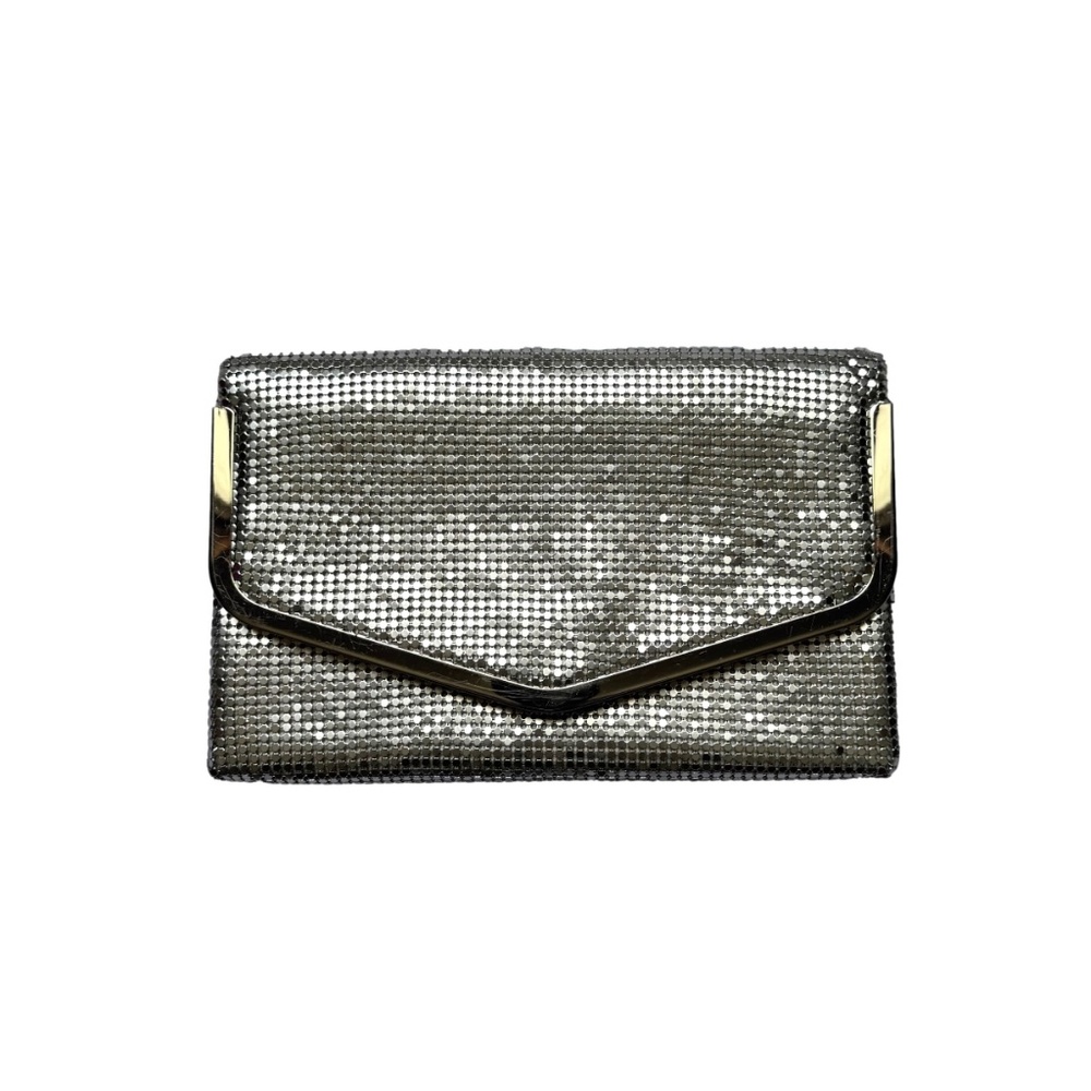 ALDO Vintage Silver Metal Mesh Envelope Clutch Bag